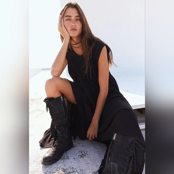 NWOT Free People Madelyn Midi Dress - Black - Picture 2 of 10